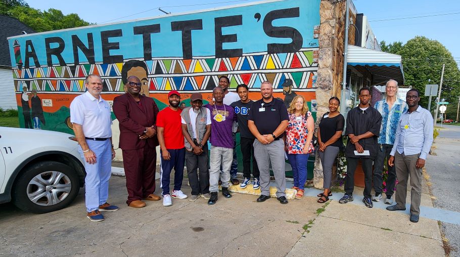 Men's Health Event outside Arnette's Barbershop in Carbondale